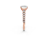 Rose gold 3.5 Carat Radiant Cut  Solitaire Ring with Cathedral Setting and Pavé Band_2