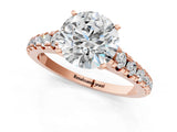 Rose gold 3.5 Carat Round Cut  Solitaire Ring with Cathedral Setting and Pavé Band_1
