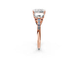 Rose gold 3.5 Carat Three-Stone Radiant Cut  Ring with Pavé Band and Prong Setting_2