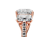 Rose gold 3.5 Carat Three-Stone Radiant Cut  Ring with Pavé Band and Prong Setting_5