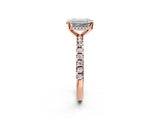 Rose gold 4 Carat Emerald Cut Diamond Solitaire Ring with Round  Pavé Band and Four-Prong Setting_20
