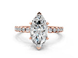 Rose gold 4 Carat Marquise Cut Diamond Solitaire Ring with Round  Pavé Band and Four-Prong Setting_18