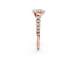 Rose gold 4 Carat Pear Cut  Solitaire Ring with Cathedral Setting and Pavé Band_2