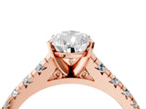 Rose gold 4 Carat Pear Cut  Solitaire Ring with Cathedral Setting and Pavé Band_4