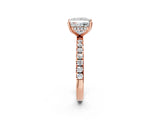 Rose gold 4 Carat Princess Cut  Pave Band Solitaire Ring with Four-Prong Setting_2