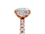 Rose gold 4 Carat Radiant Cut Diamond Solitaire Ring with Round  Pavé Band and Four-Prong Setting_23