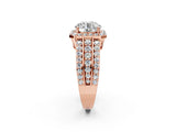 Rose gold 4 Carat Round Cut Halo  Ring with Split Shank and Four-Prong Setting_2