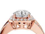 Rose gold 4 Carat Round Cut Halo  Ring with Split Shank and Four-Prong Setting_4