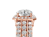 Rose gold 4 Carat Round Cut Halo  Ring with Split Shank and Four-Prong Setting_5