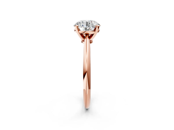4 Carat Round Cut Rose gold Diamond Solitaire Engagement Ring with Classic Band and Four-Prong Setting