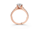 Rose gold 4 Carat Round Cut  Solitaire Ring with Cathedral Setting and Pavé Band_3