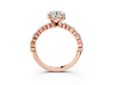 Rose gold 4 Carat Round Cut  Solitaire with Side Stones, Pave Band, Four-Prong Setting_15
