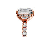 Rose gold 5 Carat Asscher Cut Diamond Solitaire Ring with Round  Pavé Band and Four-Prong Setting_23