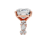 Rose gold 5 Carat Asscher Cut  Solitaire with Side Stones, Pave Band, Four-Prong Setting_17