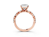 Rose gold 5 Carat Asscher Cut  Solitaire with Side Stones on a Pavé Band and Four-Prong Setting_27