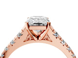 Rose gold 5 Carat Emerald Cut  Solitaire Ring with Cathedral Setting and Pavé Band_4