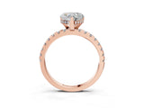 Rose gold 5 Carat Heart Cut Diamond Solitaire Ring with Round  Pavé Band and Four-Prong Setting_21