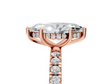 Rose gold 5 Carat Marquise Cut  Pave Band Solitaire Ring with Four-Prong Setting_5