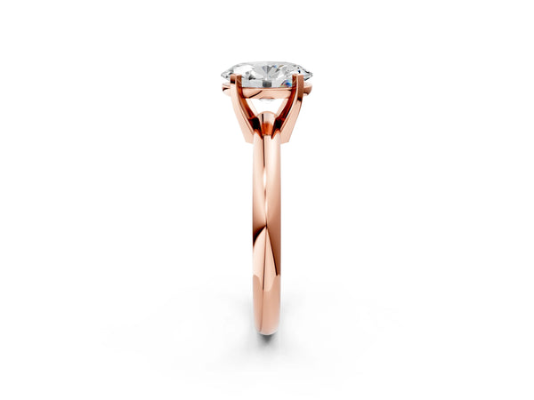5 Carat Oval Cut Rose gold Diamond Solitaire Engagement Ring with Round Band and Four-Prong Setting