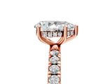 Rose gold 5 Carat Pear Cut  Pave Band Solitaire Ring with Four-Prong Setting_5
