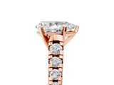Rose gold 5 Carat Pear Cut  Solitaire Ring with Cathedral Setting and Pavé Band_5