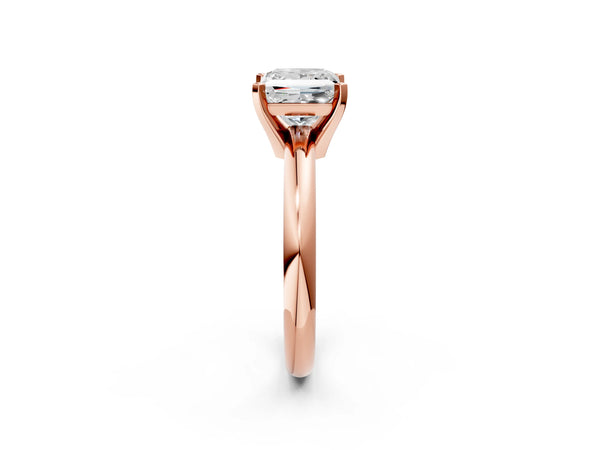 5 Carat Princess Cut Rose gold Diamond Solitaire Engagement Ring with Round Band and Four-Prong Setting