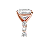 Rose gold 5 Carat Princess Cut  Solitaire with Side Stones on a Pavé Band and Four-Prong Setting_17