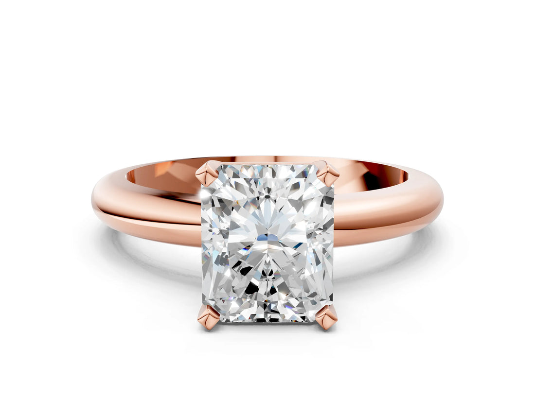 Rose gold 5 Carat Radiant Cut  Solitaire Engagement Ring with Round Band and Four-Prong Setting_120