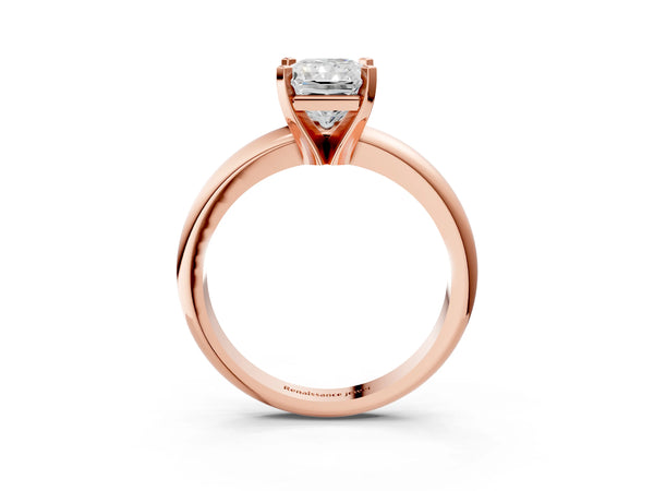 5 Carat Radiant Cut Rose gold Diamond Solitaire Engagement Ring with Round Band and Four-Prong Setting