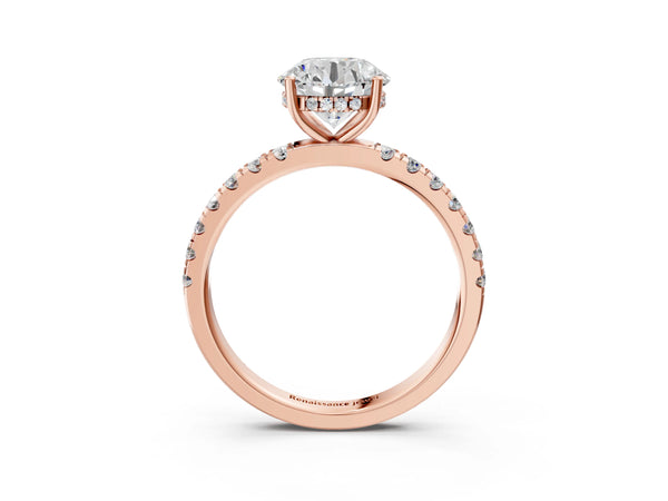 5 Carat Round Cut Rose gold Diamond Pave Band Solitaire Ring with Round  and Prong Setting