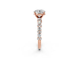 Rose gold 5 Carat Round Cut  Solitaire with Side Stones, Pave Band, Four-Prong Setting_14