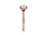 Rose gold 6 Carat Asscher Cut Diamond Solitaire Ring with Round  Pavé Band and Four-Prong Setting_20