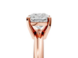 Rose gold 6 Carat Cushion Cut  Solitaire Engagement Ring with Round Band and Four-Prong Setting_149