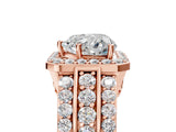 Rose gold 6 Carat Heart Cut Halo  Ring with Split Shank and Four-Prong Setting_5