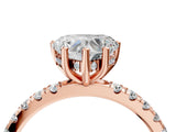 Rose gold 6 Carat Heart Cut  Pave Band Solitaire Ring with Four-Prong Setting_4