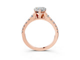 Rose gold 6 Carat Heart Cut  Solitaire Ring with Cathedral Setting and Pavé Band_3