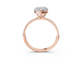 Rose gold 6 Carat Heart Cut  Solitaire Ring with Pave Band and Four Prong Setting_3