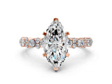 Rose gold 6 Carat Marquise Cut  Solitaire with Side Stones, Pave Band, Four-Prong Setting_72