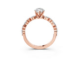 Rose gold 6 Carat Marquise Cut  Solitaire with Side Stones on a Pavé Band and Four-Prong Setting_3