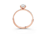 Rose gold 6 Carat Pear Cut  Solitaire Ring with Pave Band and Four Prong Setting_3