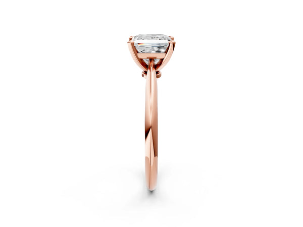 6 Carat Princess Cut Rose gold Diamond Solitaire Engagement Ring with Classic Band and Four-Prong Setting