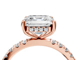 Rose gold 7 Carat Asscher Cut  Pave Band Solitaire Ring with Four-Prong Setting_4