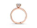 Rose gold 7 Carat Emerald Cut Diamond Solitaire Ring with Round  Pavé Band and Four-Prong Setting_21