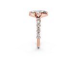 Rose gold 7 Carat Marquise Cut  Solitaire with Side Stones, Pave Band, Four-Prong Setting_74