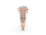 Rose gold 7 Carat Oval Cut Halo  Ring with Split Shank and Four-Prong Setting_2