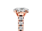 Rose gold 7 Carat Oval Cut  Solitaire Ring with Cathedral Setting and Pavé Band_5