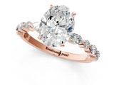 Rose gold 7 Carat Oval Cut  Solitaire with Side Stones on a Pavé Band and Four-Prong Setting_1