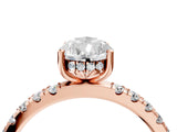 Rose gold 7 Carat Pear Cut  Pave Band Solitaire Ring with Four-Prong Setting_4