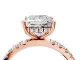 Rose gold 7 Carat Princess Cut  Pave Band Solitaire Ring with Four-Prong Setting_4