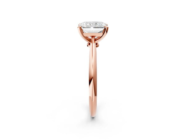 7 Carat Radiant Cut Rose gold Diamond Solitaire Engagement Ring with Classic Band and Four-Prong Setting